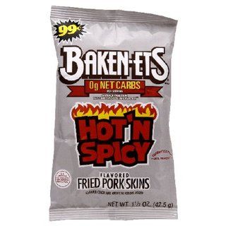 Baken ets Pork Rinds, Hot 'n Spicy, 4.125 Ounce Bags (Pack of 28) : Grocery & Gourmet Food
