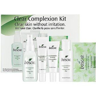 boscia Clear Complexion Kit   This set contains:  1.7 oz Clear Complexion Tonic,   0.5 oz Clear Complexion Moisturizer,   0.5 oz Clear Complexion Treatment,   1.7 oz Clear Complexion Cleanser,   25 Sheets Green Tea Blotting Linens : Facial Skin Care Sets A