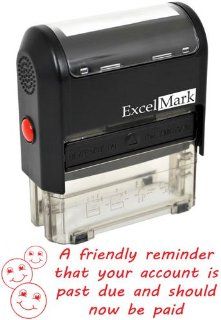 FRIENDLY REMINDER PAST DUE   Self Inking Bill Collection Stamp in Red Ink : Business Stamps : Office Products