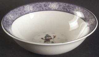 Gibson Designs Let It Snow Coupe Cereal Bowl, Fine China Dinnerware   Blue Band,