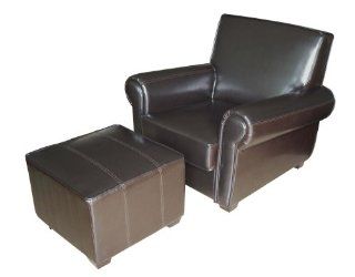 Global Distinctions Leather Lounge Chair with Ottoman   Armchairs