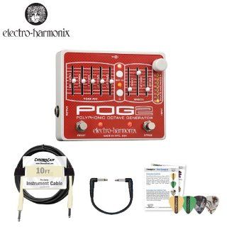 Electro Harmonix POG2 Effect Pedal with Pick Sampler, 10ft Cable & Patch Cable Musical Instruments
