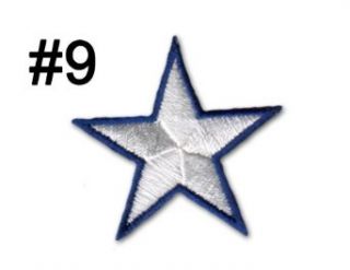 White & Blue Star Embroidered iron on patch: Clothing