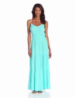 eight sixty Women's Tiered Gauze Maxi Dress, Blue Jewel, Large at  Womens Clothing store