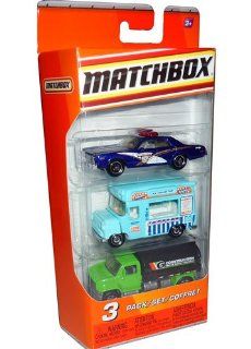 Matchbox 3 CITY, EMERGENCY, CONSTRUCTION Car 3 Pack Gift Set   Dodge Monaco Police Car (blue), Ice Cream Van (light blue/teal), MBX Tanker (green/black Construction Water Supply Delivery): Everything Else