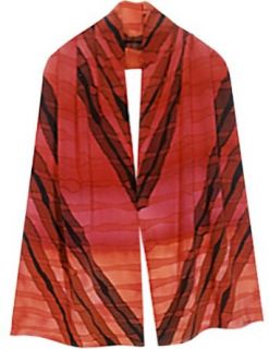 ULRIKE ~ Crisscrossing reds tempered by admixtures of peaches, tans, and mauves Fashion Scarves