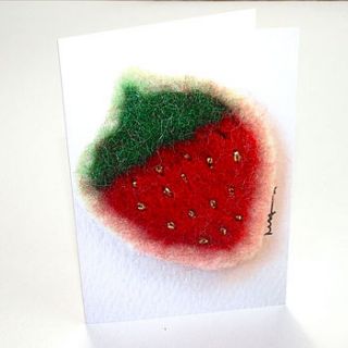 strawberry print greeting card by mel anderson design