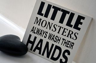 little monsters bathroom signs by hush baby sleeping