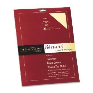 Southworth Resume Paper & Envelope Kit   Letter   8.5'' x 11''   24lb   Recycled   Wove   1 Kit   Ivory : Multipurpose Paper : Office Products
