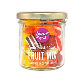 fruit mix hard rock candy in a jar by spun candy