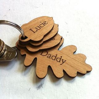 personalised oak leaf and acorn keyring by auntie mims