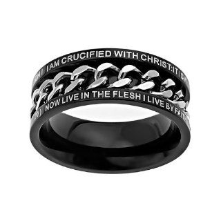 Christian Mens Stainless Steel Abstinence Galatians 220 "I am Crucified with Christ; It is no Longer I who Live, But Christ Lives in Me; and the Life Which I now Live in the Flesh I Live by Faith in the Son of God who Loved me and Gave Himself for Me