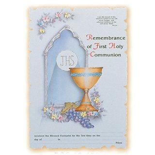 100 First Communion Certificates: 7" x 10.5", Die Cut, Four Color Part Processing, Gold Leaf, Made in Italy!   Blank Certificates