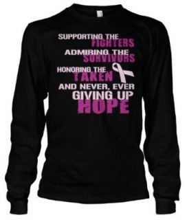 (Cybertela) Supporting The Fighters Admiring The Survivors Honoring The Taken And Never Ever Giving Up Hope Thermal Long Sleeve T shirt Cancer Awareness Tee: Clothing