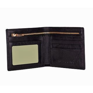 leather wallet with zipped coin pocket by johnny & me