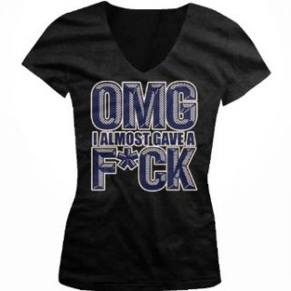 OMG, I Almost Gave A Fuck, Funny Ladies Junior Fit V neck T shirt: Clothing