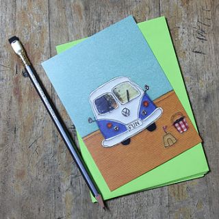 blue camper van postcards by snapdragon