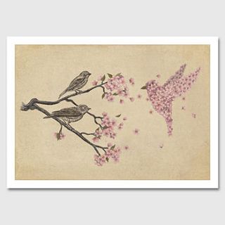 blossom bird art print by monde mosaic