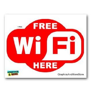 Free WiFi Internet Here   RED Store Cafe Sign   Window Bumper Laptop Sticker Automotive