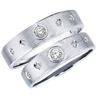14K White Gold His and Hers Diamond Wedding Rings 2 Pieces Couple Ring Set (0.26 ctw., GH Color, SI Clarity): Joedia: Jewelry