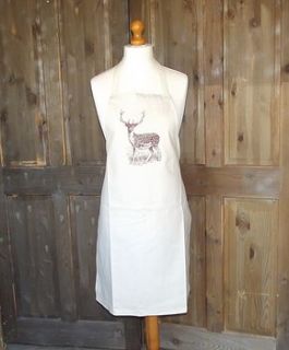 ' red deer ' apron and tea towel set by rustic country crafts