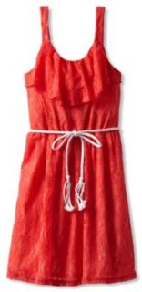 Amy Byer Girls 7 16 Ruffle Lace Dress, Coral, 7: Clothing