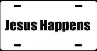 2, Metal Signs, " JESUS HAPPENS ", Is a, Black, Vinyl, Computer Cut, DECAL, Installed, on a, White, Powder Coated, Aluminum, Metal, a, Novelty, Metal Sign, Made in the U.S.A., Sign, #00631WJESUS HAPPENS, SHIPPED USPS, : Decorative Signs : Everyth