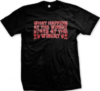 What Happens At The Winery, Stays At The Winery Mens T shirt, Trendy Funny Wine Sayings Men's Tee Shirt Clothing