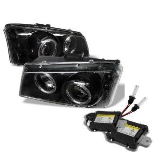 Carpart4u 6000K Xenon HID Performance Headlights Package for (DOT) CHEVY Silverado 1500/2500/3500 Halo LED ( Replaceable LEDs ) Black Projector Headlights: Automotive
