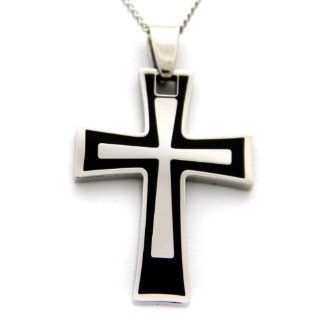 Cross Pendant Mens Necklace   Stainless Steel Mens Necklace   Religious Necklace   Crucifix Cross Pendant: Jewelry