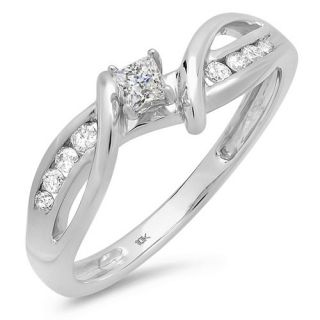 Dazzling Rock 10K White Gold Princess Cut Diamond Ring