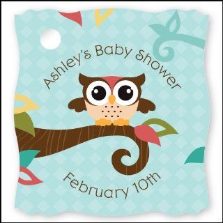 Owl   Look Whooo's Having A Baby   20 Personalized Baby Shower Die Cut Card Stock Tags: Toys & Games