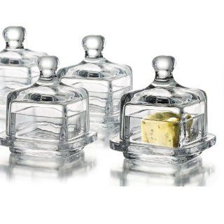 ESSENTIAL HOME COLLECTION SQUARE GLASS BUTTER DISH: Kitchen & Dining