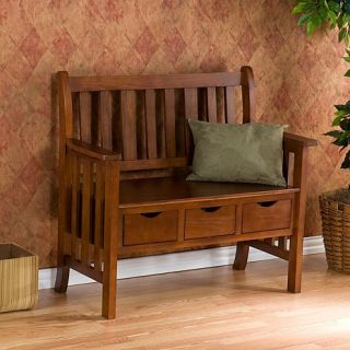Oak Country Bench with 3 Drawers