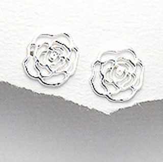 sterling silver rose stud earrings by lovethelinks