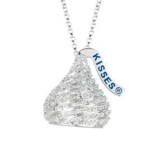 Sterling silver White Diamonds 0.248ct TDW Large 3D Hershey's Kiss Pendant (H I, SI1 SI2): Pendant Necklaces: Jewelry