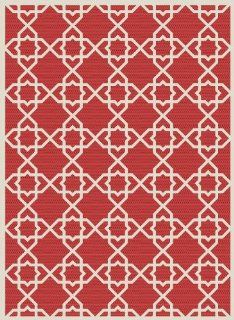 Safavieh Courtyard Collection CY6032 248 7SQ Red and Beige Indoor/Outdoor Square Area Rug, 6 Feet 7 Inch  