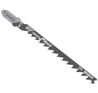 Bosch T244D 4" x 5 6 TPI Progressive HCS T Shank Jig Saw Blades Curved Cuts in Wood 5 Blades per Pack    