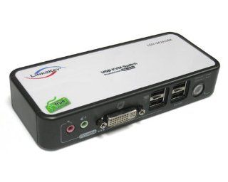Linkskey 2 Port DVI USB KVM Switch with USB Hub/Microphone/Speaker with Cables (LDV 242AUSK): Computers & Accessories