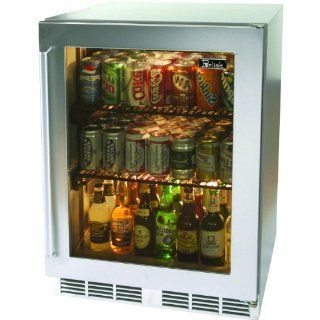 Perlick Hp24ro 4l 5.3 Cu. Ft. Capacity Compact Refrigerator   Custom Overlay Glass Door / Stainless Steel Cabinet Kitchen & Dining