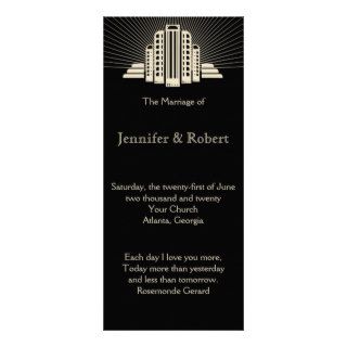 Art Deco Tower Ray Wedding Program Rack Card