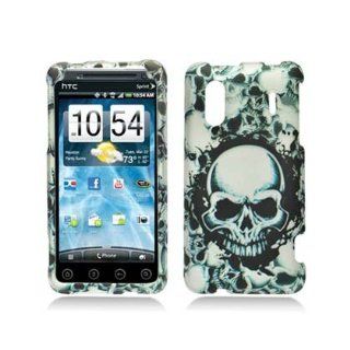 Aimo Wireless HTCKINGDOMPCLMT237 Durable Rubberized Image Case for HTC EVO Design 4G/Hero S   Retail Packaging   White Skulls: Cell Phones & Accessories
