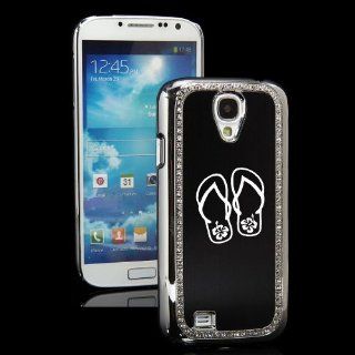 Black Samsung Galaxy S4 S IV i9500 Rhinestone Crystal Bling Hard Back Case Cover KS82 Flip Flops with Hibiscus: Cell Phones & Accessories