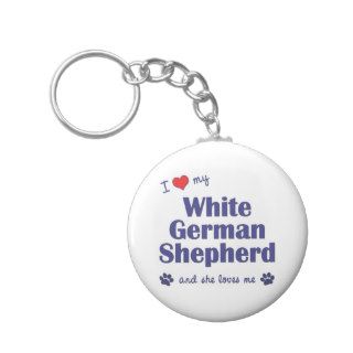 I Love My White German Shepherd (Female Dog) Key Chain