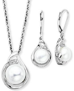 Cultured Freshwater Pearl (8mm) and Diamond Accent Jewelry Set in Sterling Silver   Jewelry & Watches