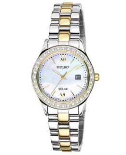 Seiko Watch, Womens Solar Two Tone Stainless Steel Bracelet 28mm SUT074   Watches   Jewelry & Watches