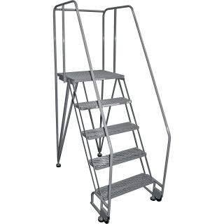 Cotterman TiltNRoll Straddle Ladder w/CAL OSHA Rail Kit —  6-Step  Rolling Ladders   Platforms
