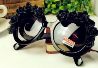 2013 Fashion Design Sunglasses Handmade Rose Flower summer sun glasses for women Black half Flower sunglasses(WIIPU B228) Shoes