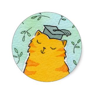 Graduate Cat   Ginger Stickers