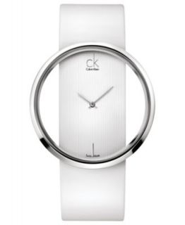 Calvin Klein Watch, Womens Swiss Glam Black Leather Strap 42mm K9423107   Watches   Jewelry & Watches